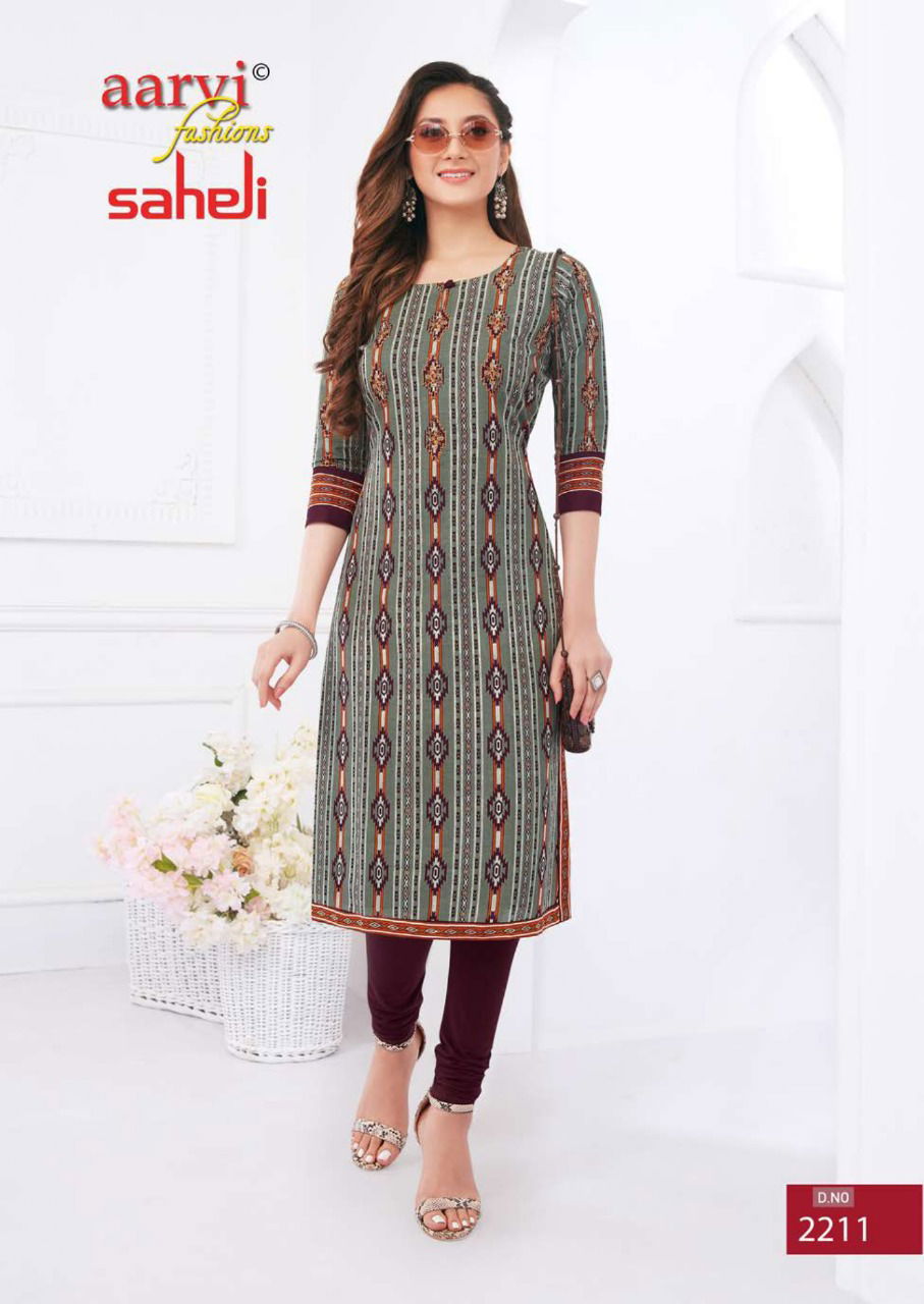 Aarvi Fashion Saheli 12 Casual Wear Cotton Printed Kurti Collection